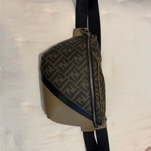 Fendi Brown and Black Belt Bag with FF Monogram